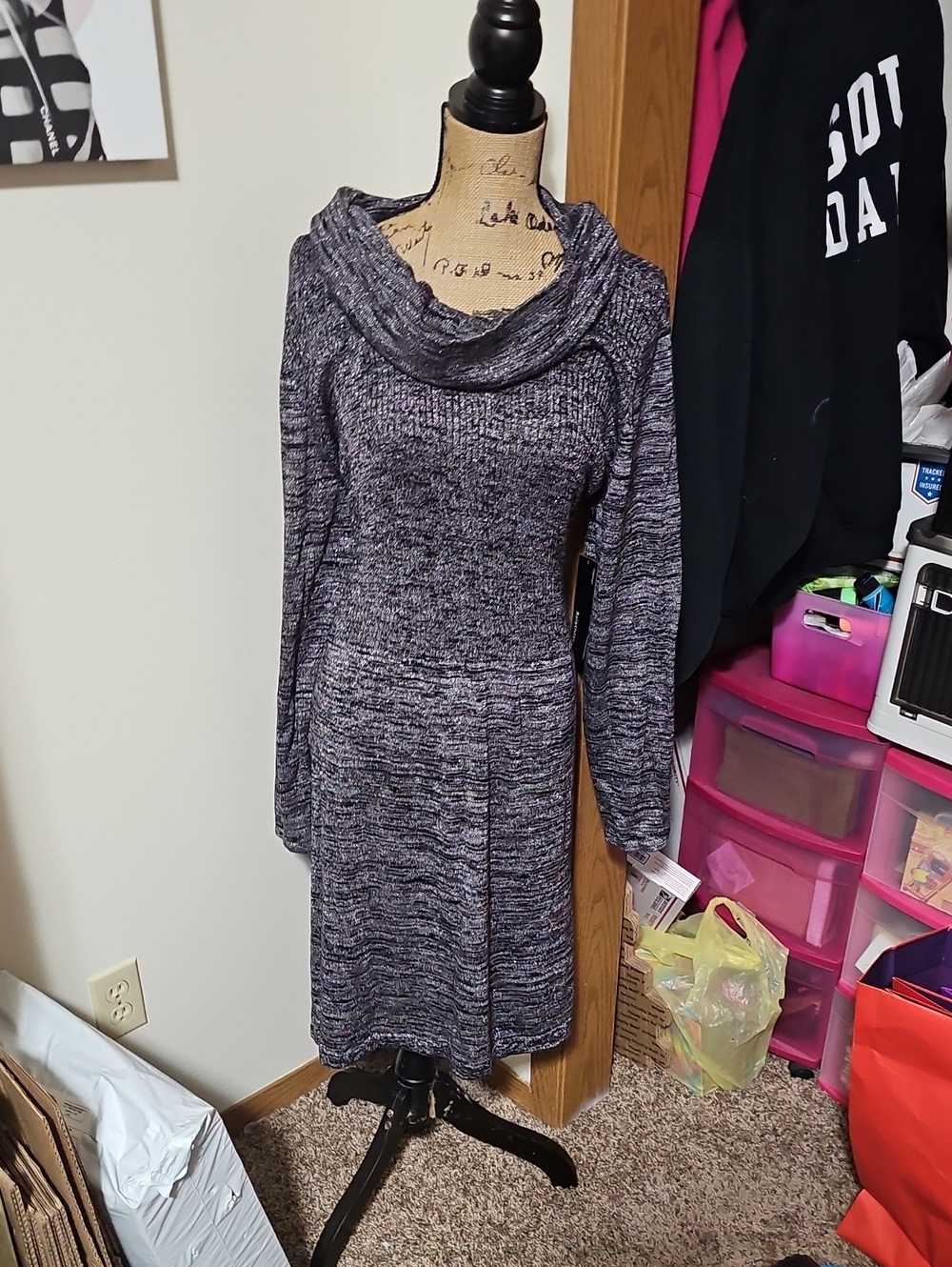 Relativity Heathered Silver/grey Cowl Neck Knit Dress. Nwt 3x